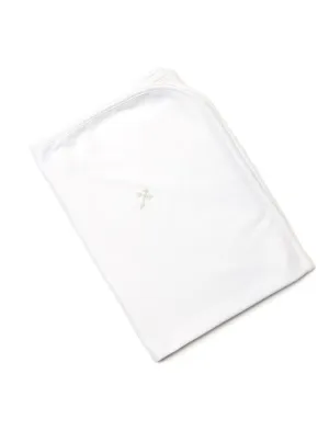 Cross Pima Baby Blanket | White