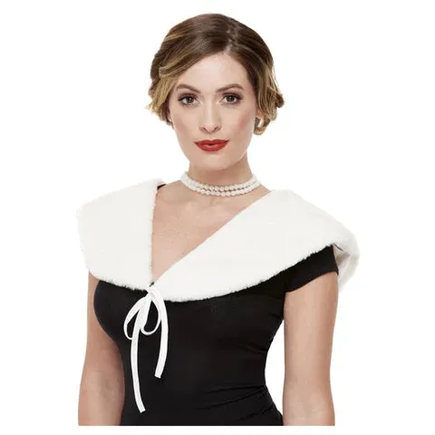 Deluxe 20s Faux Fur Stole, White