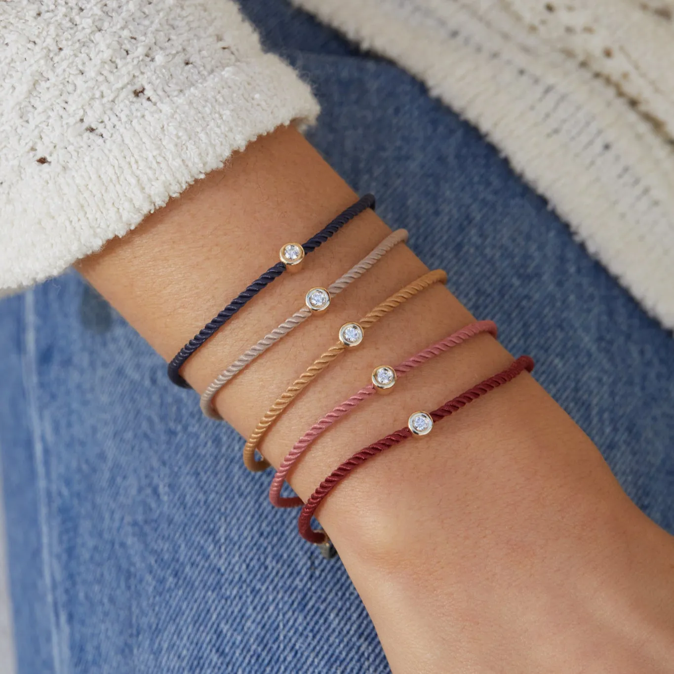 Diamond Pillow Cord Bracelet In Peony