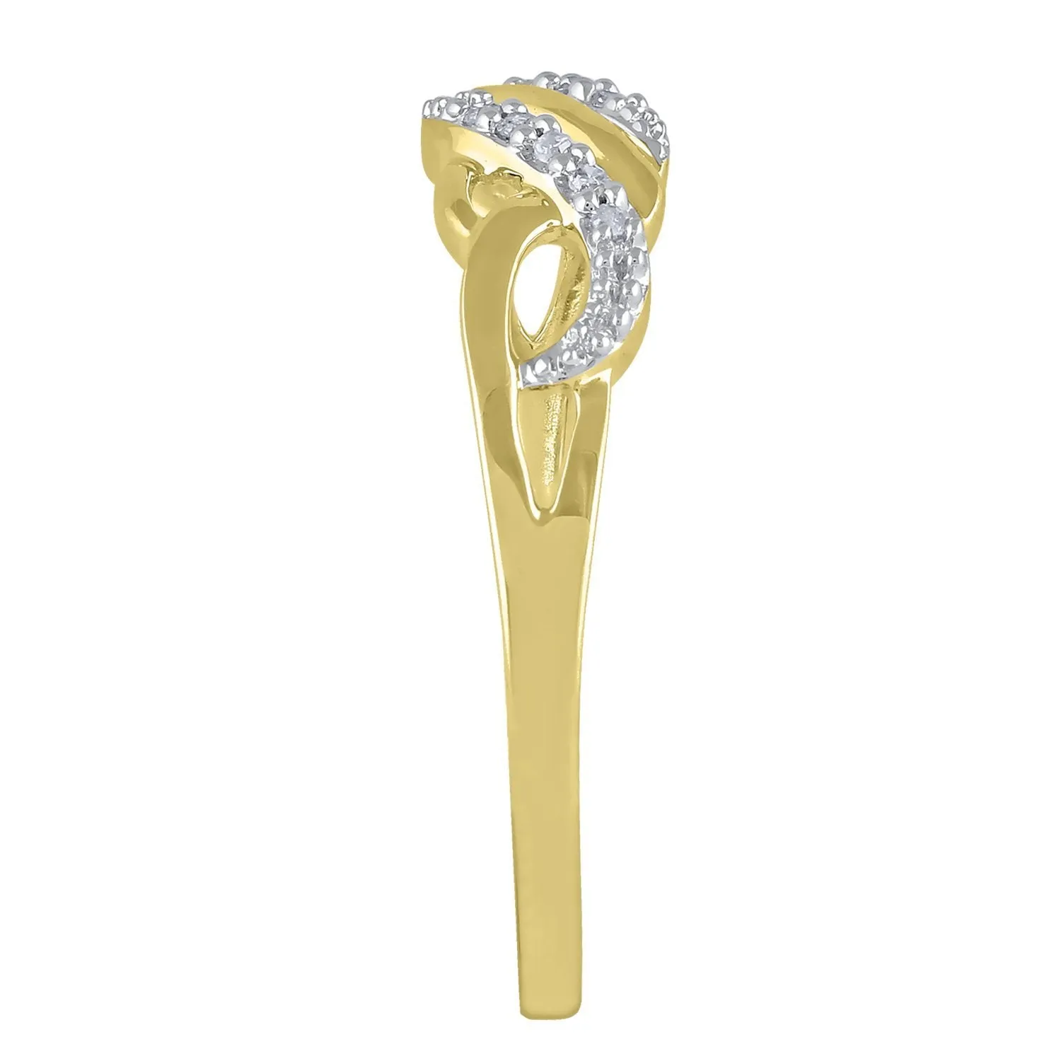 Diamond Set Sweep Weave Stackable Ring in 9ct Yellow Gold
