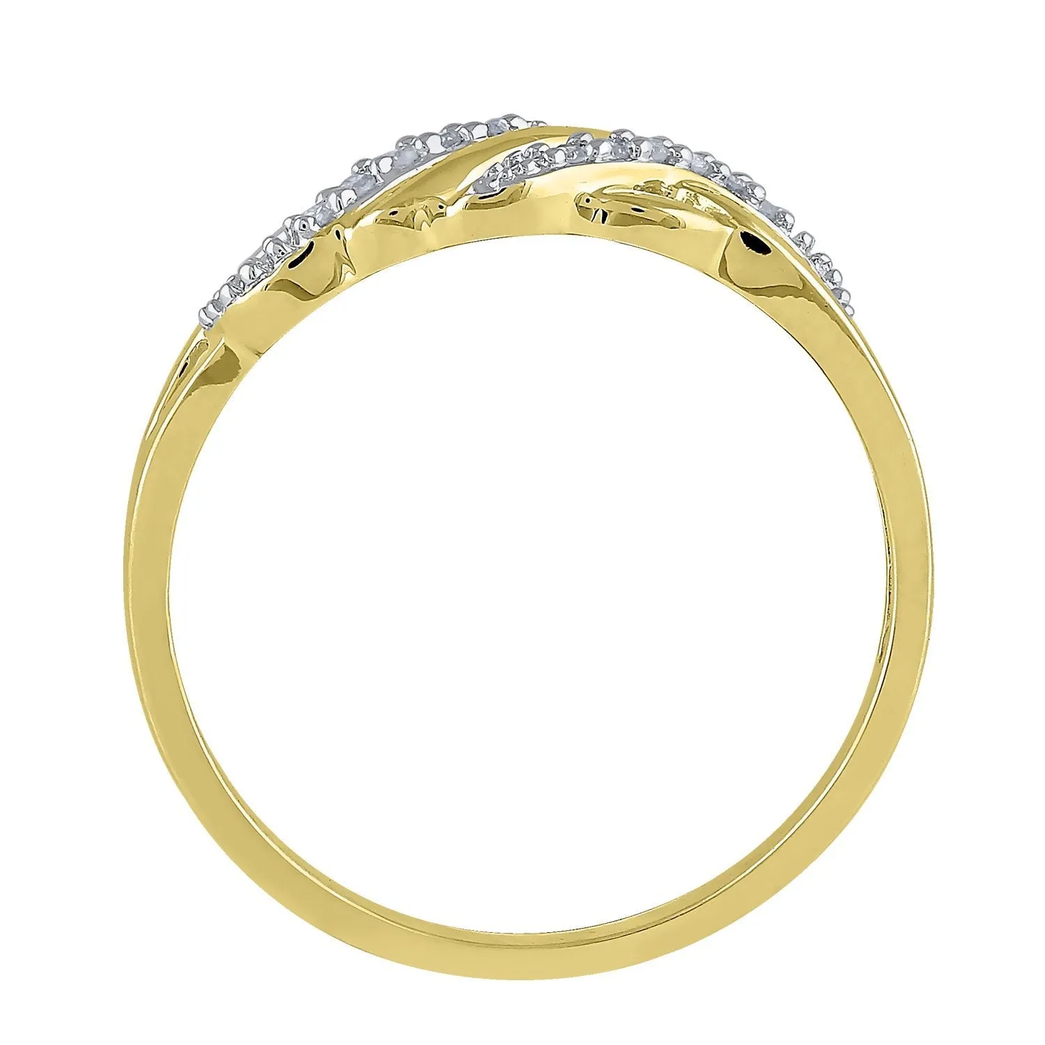 Diamond Set Sweep Weave Stackable Ring in 9ct Yellow Gold