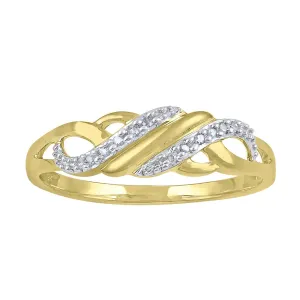 Diamond Set Sweep Weave Stackable Ring in 9ct Yellow Gold
