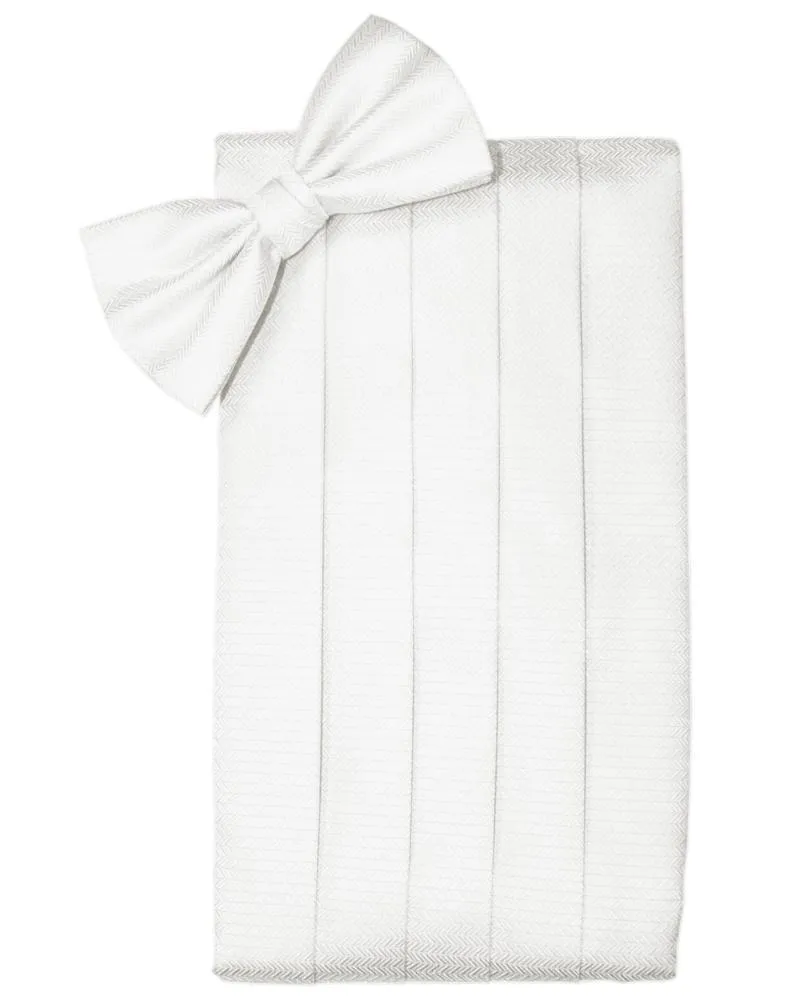 Diamond White Herringbone Cummerbund