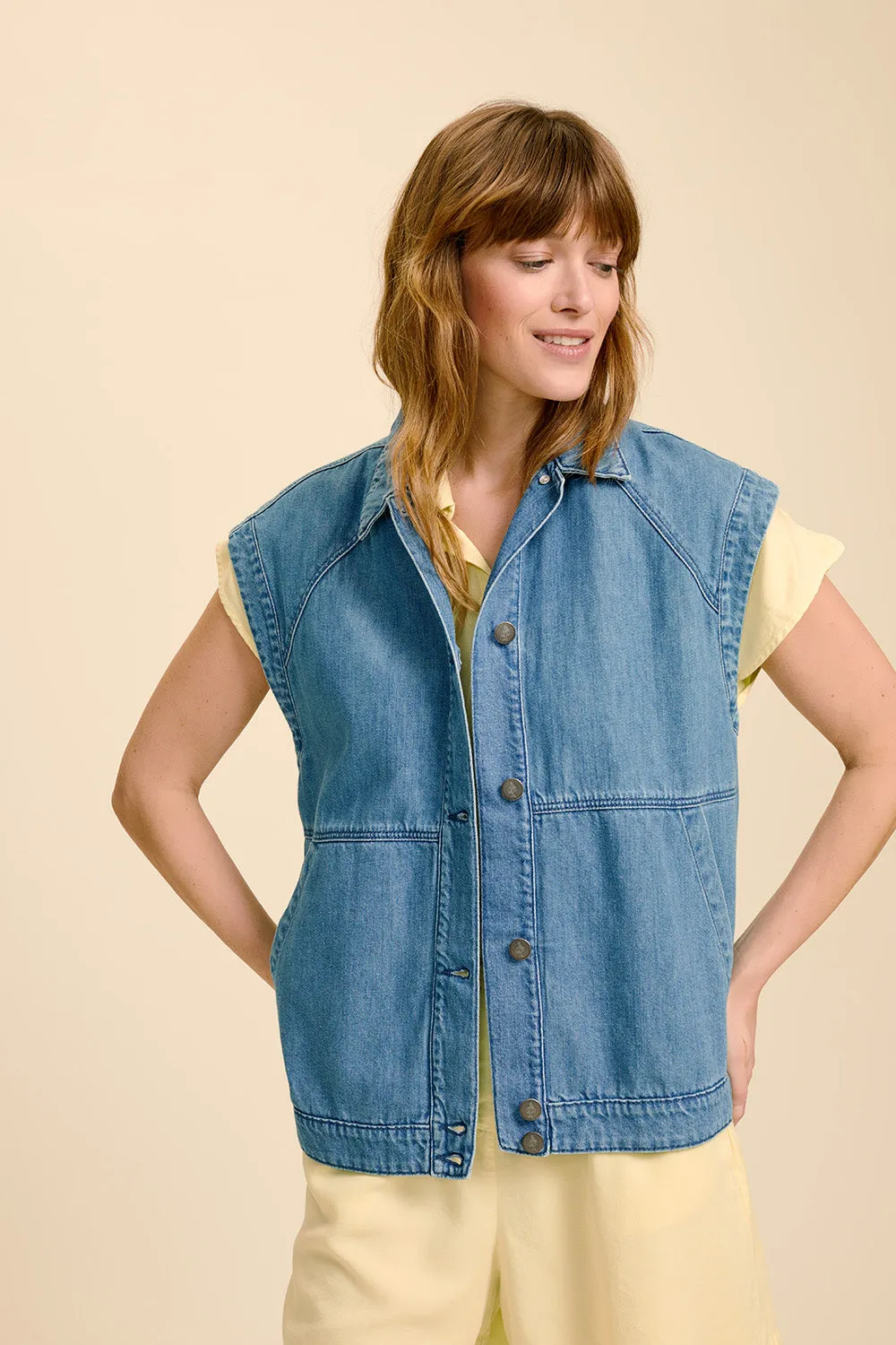 DUKE - Blouson en jean bleu sans manches