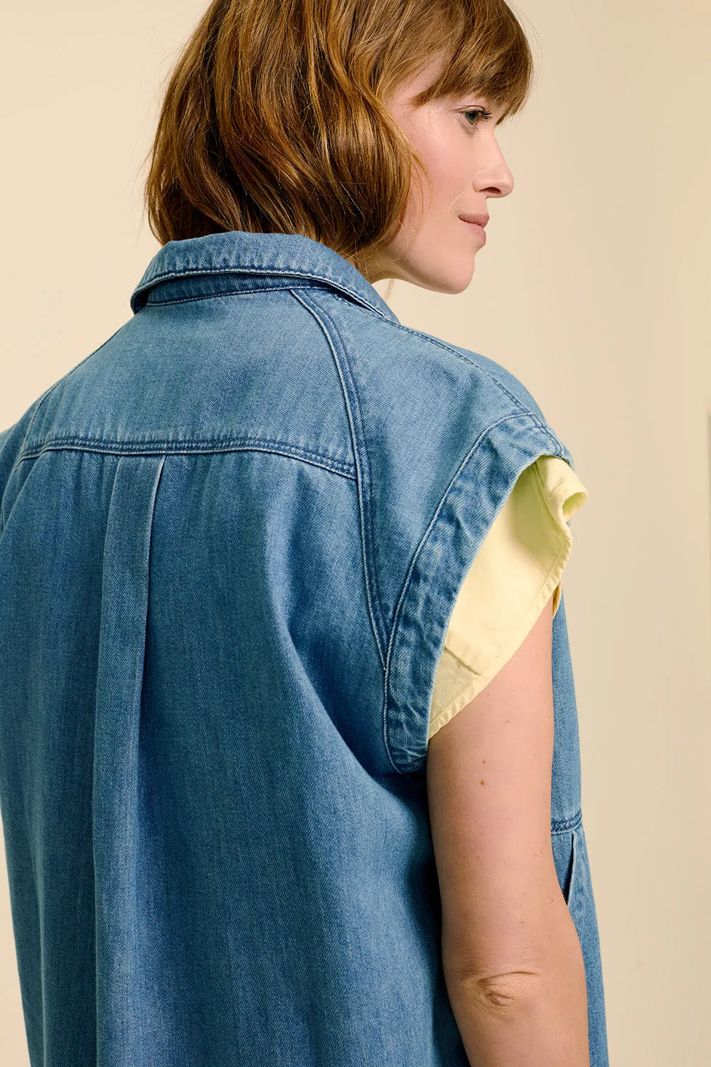 DUKE - Blouson en jean bleu sans manches