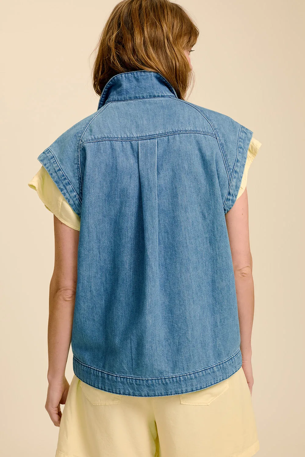 DUKE - Blouson en jean bleu sans manches