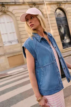 DUKE - Blouson en jean bleu sans manches