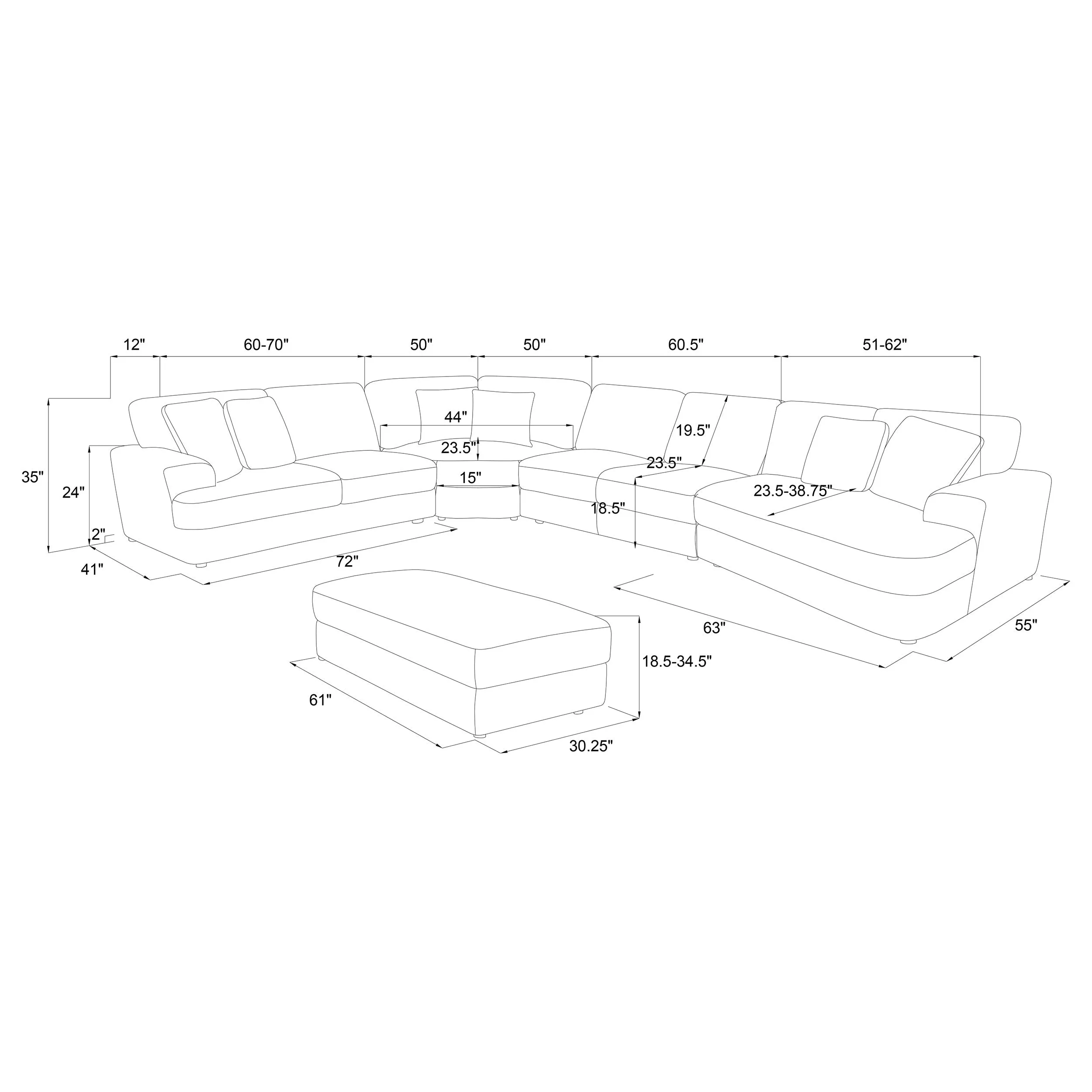Emberson 5-piece Upholstered Modular Sectional Sofa Ivory