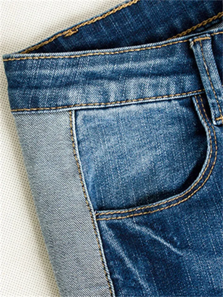 Fashion Super Cool Women Slim Fit Stretchy Contrast Color Denim Jeans