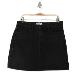 Frame Le Studded Motif Denim Mini Skirt in Dryden Black