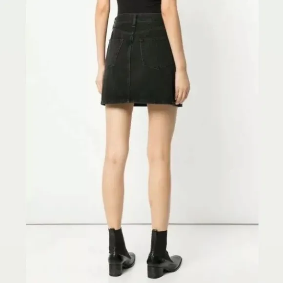 Frame Le Studded Motif Denim Mini Skirt in Dryden Black