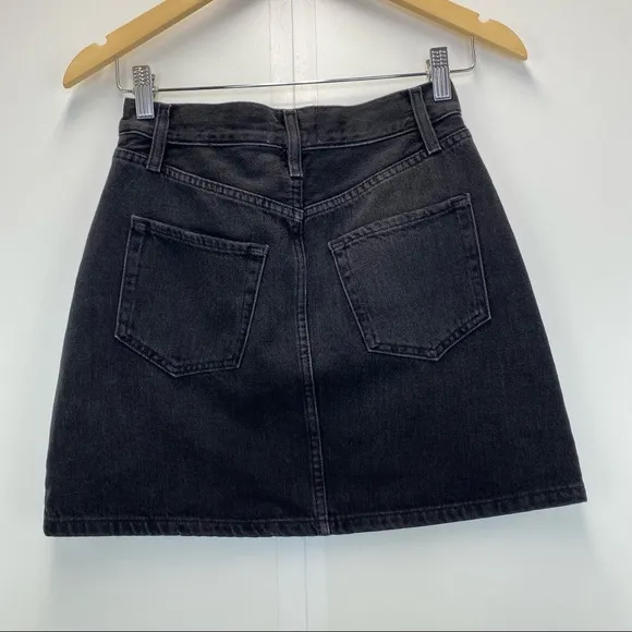Frame Le Studded Motif Denim Mini Skirt in Dryden Black