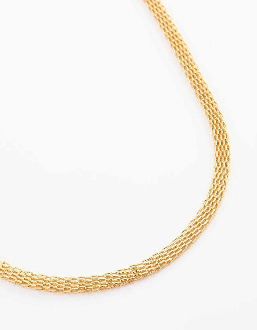 Gold Plated Fine Weave Chain Necklace
