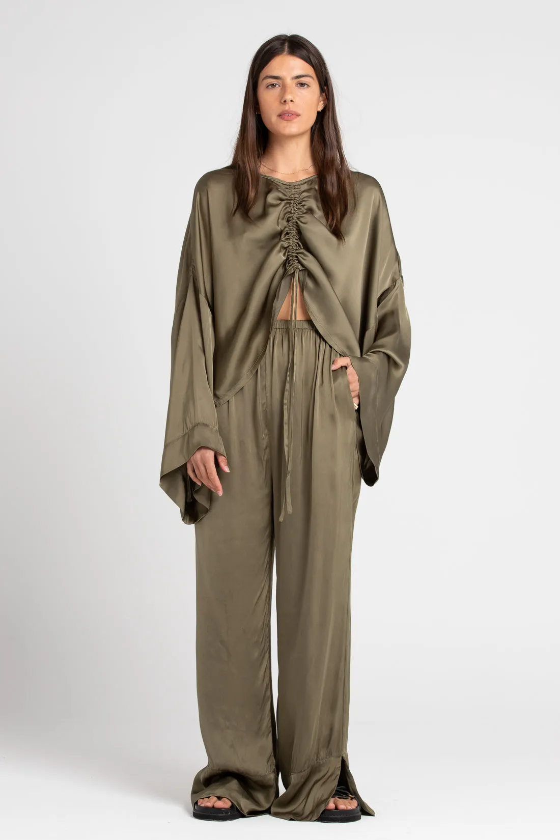 Ida Silk Pant Olive
