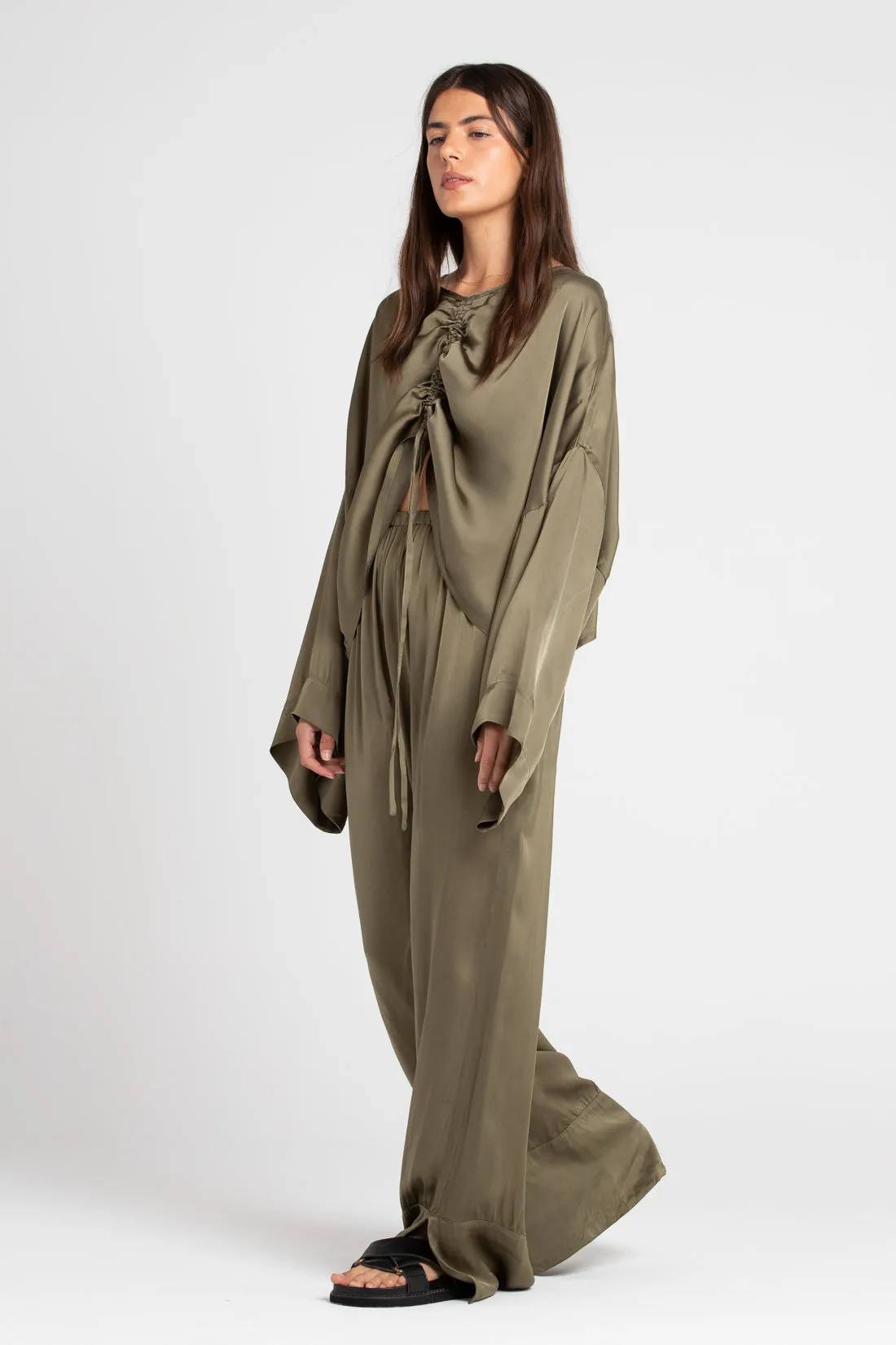 Ida Silk Pant Olive