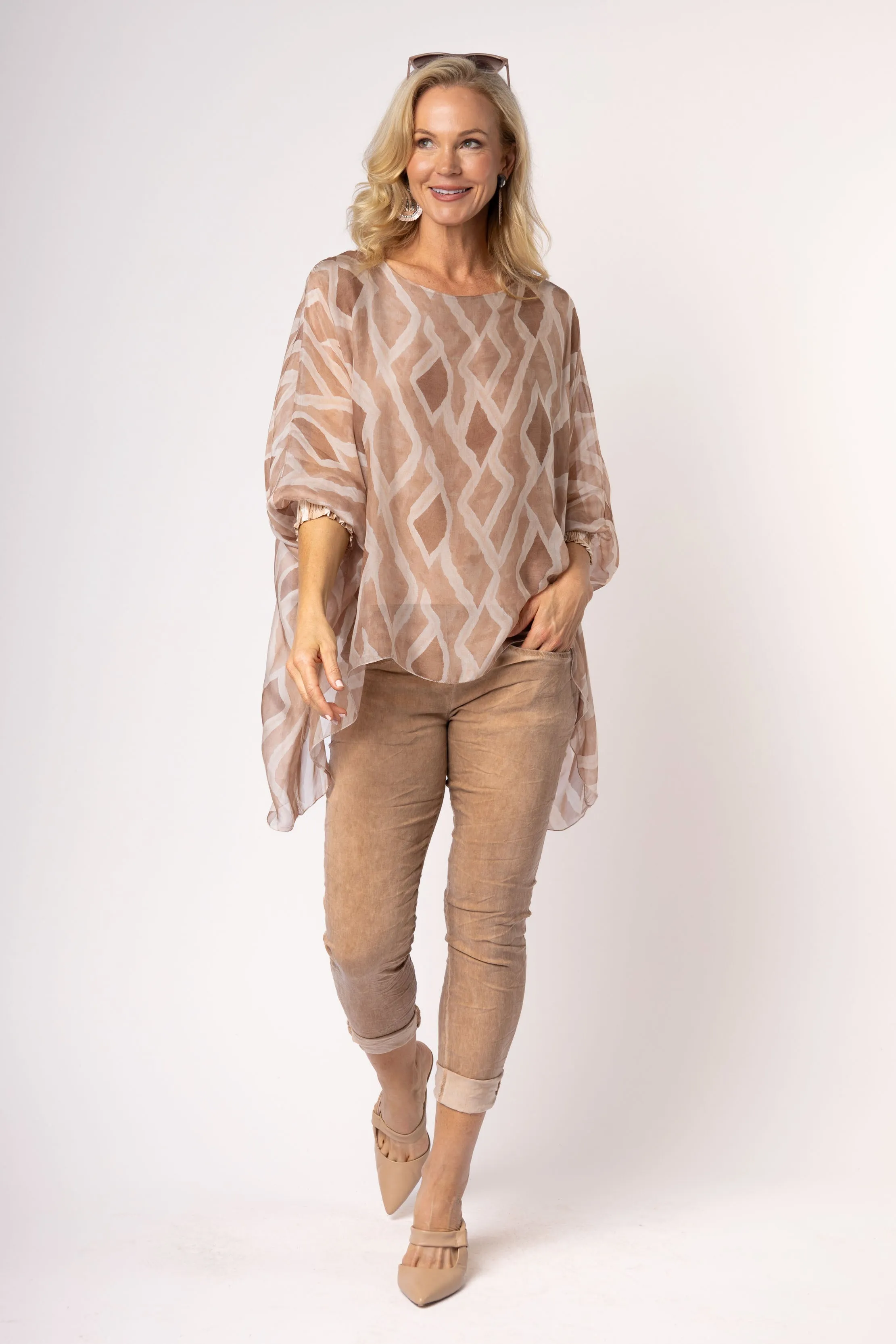 Jackie Silk Top in Desert