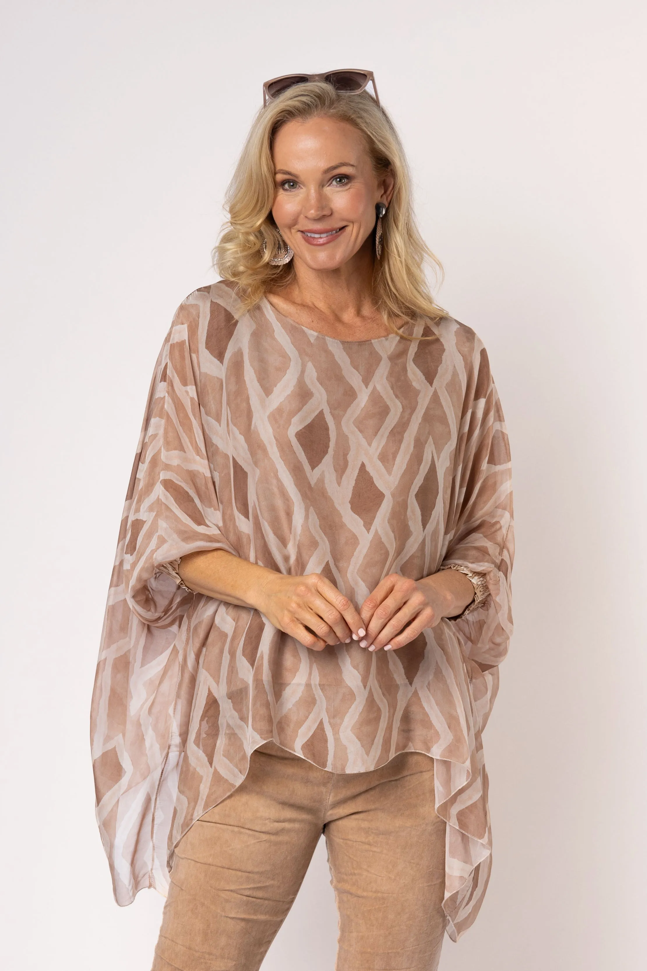 Jackie Silk Top in Desert