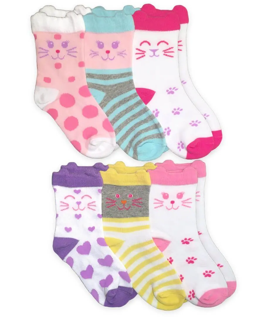 Jefferies 6pk Kitty Cat Fashion Crew Socks