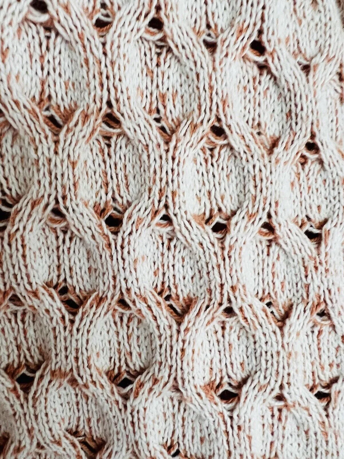 KNOX ROSE Heavy Knit Long Sweater Sz L Cream Peach Color Mock Neck Boho