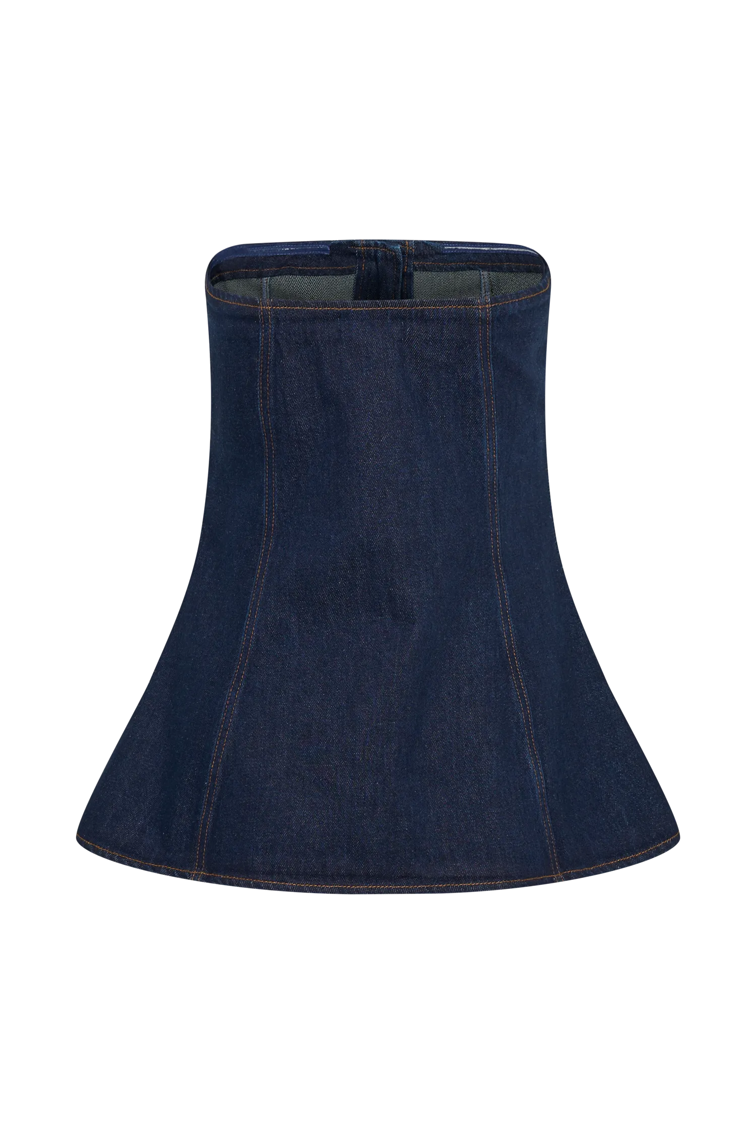 Lennox Strapless Long Line Button Top - Indigo Blue