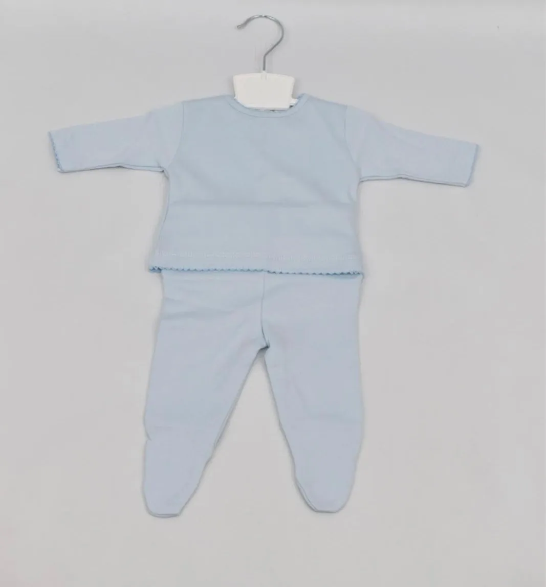 Little Stars - Plain Blue Two Piece Footie