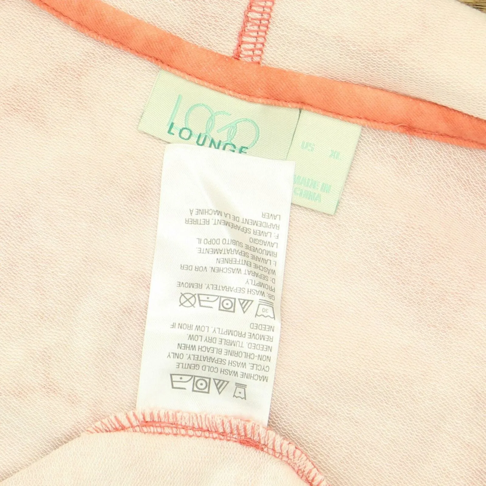 LOGO by Lori Goldstein Lounge French Terry Open Front Hoodie Coral XL
