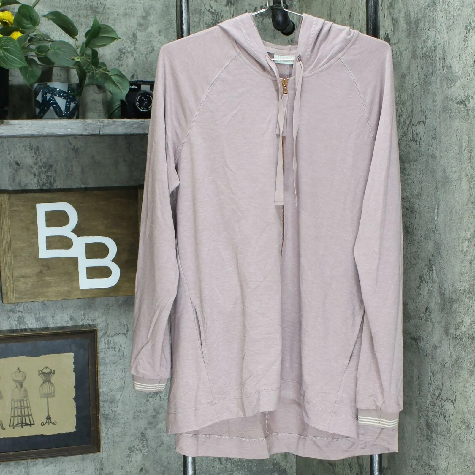 LOGO by Lori Goldstein Lounge French Terry Zip Front Hoodie Rose Medium