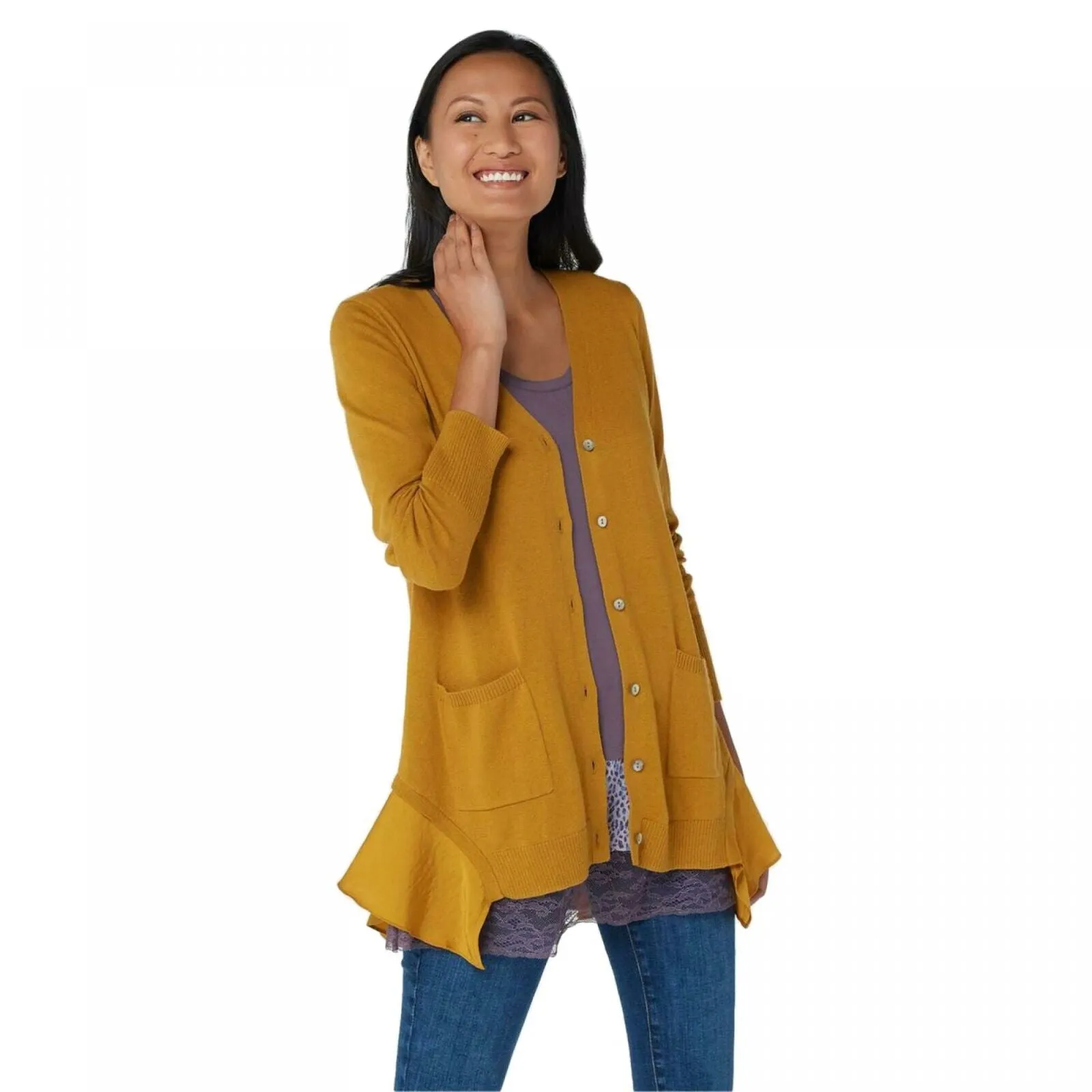 LOGO Legacy by Lori Goldstein Cotton Cashmere Cardigan