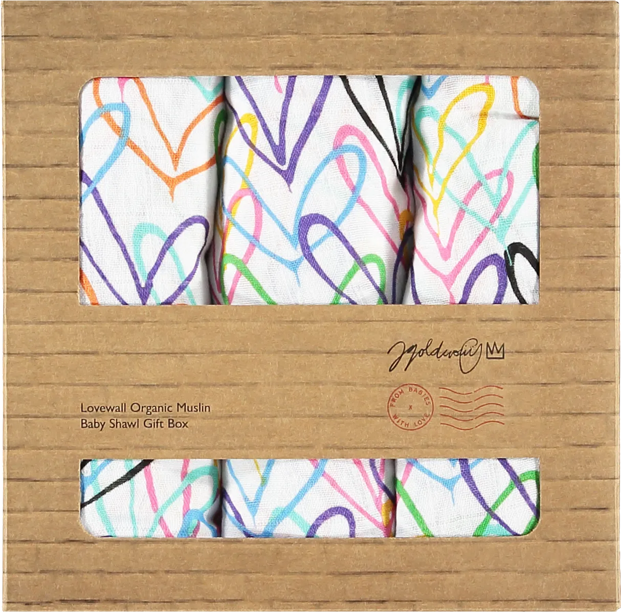 #Lovewall organic muslin baby swaddling shawl gift box - James Goldcrown x From Babies with Love