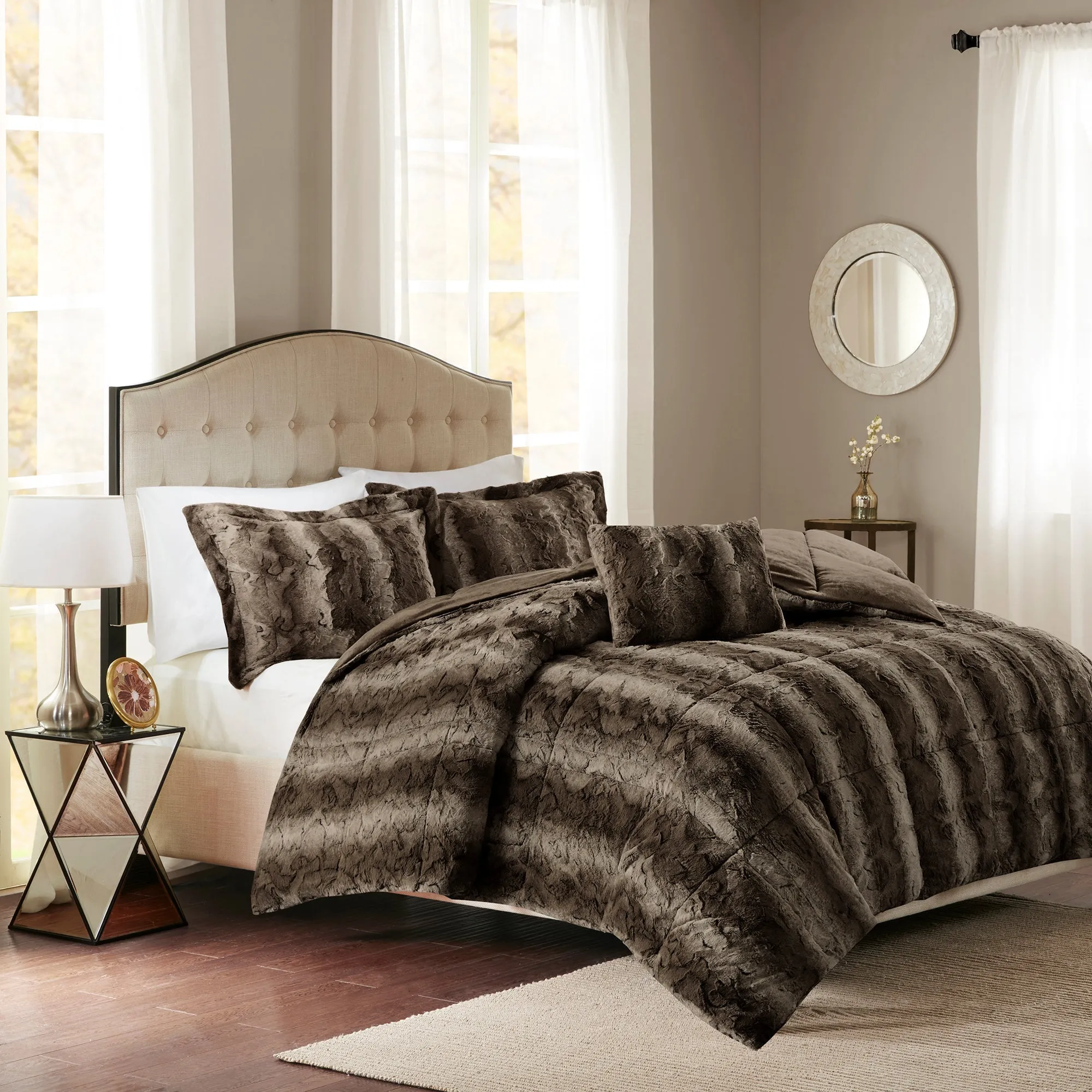 Marselle Faux Fur Comforter Set Cheetah