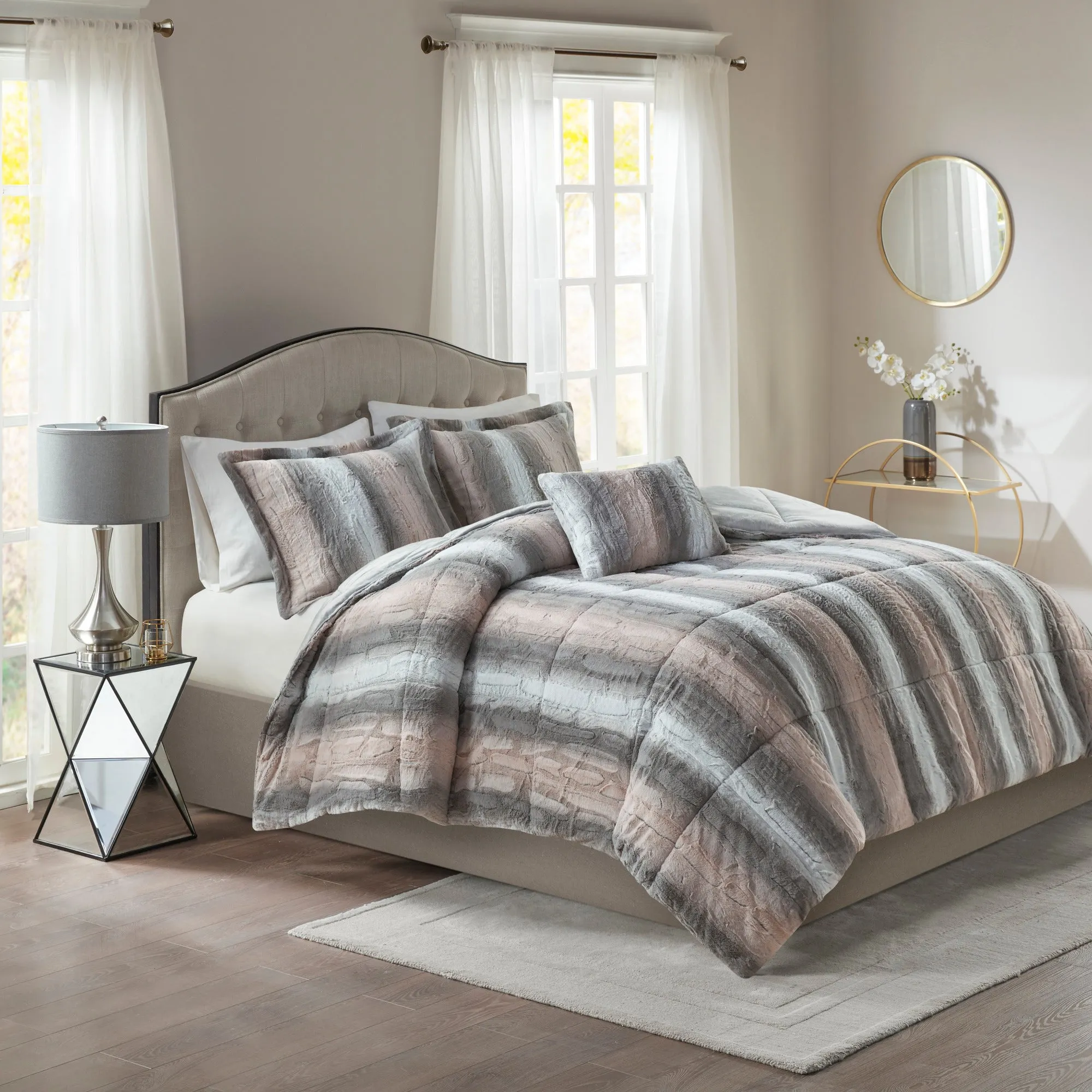 Marselle Faux Fur Comforter Set Cheetah