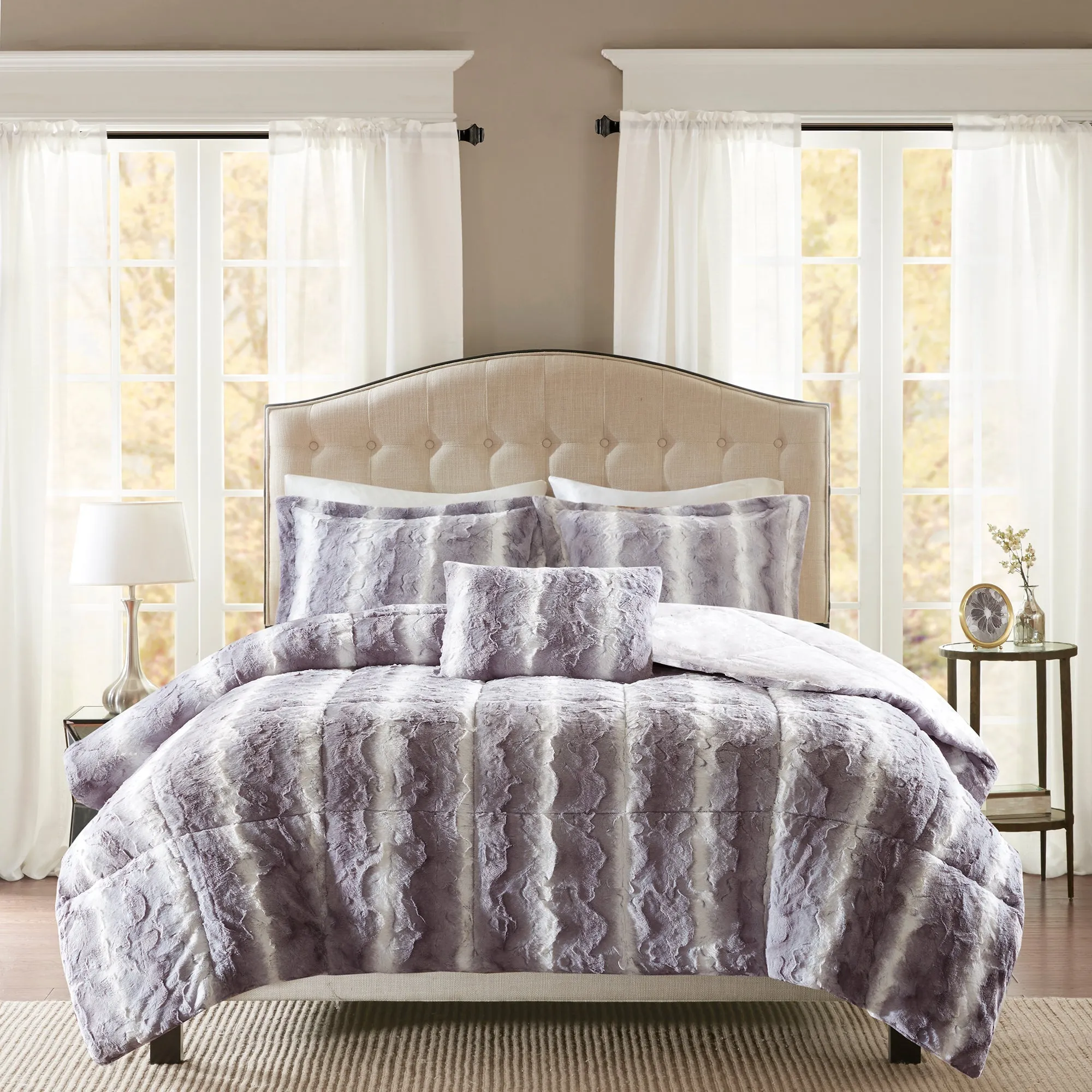 Marselle Faux Fur Comforter Set Cheetah