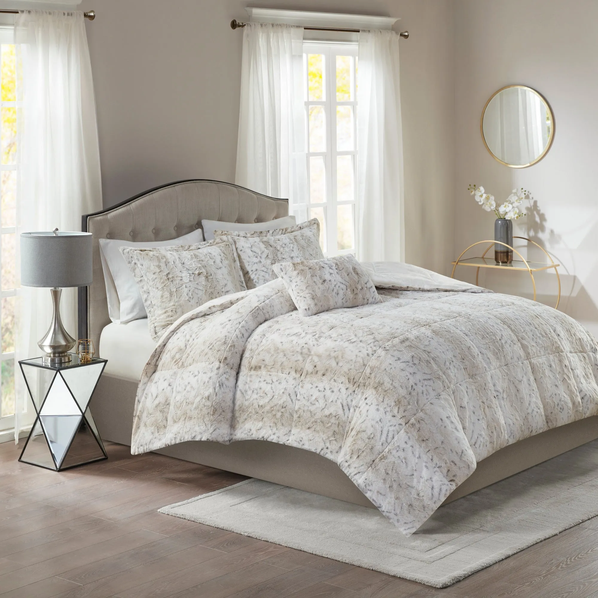 Marselle Faux Fur Comforter Set Cheetah