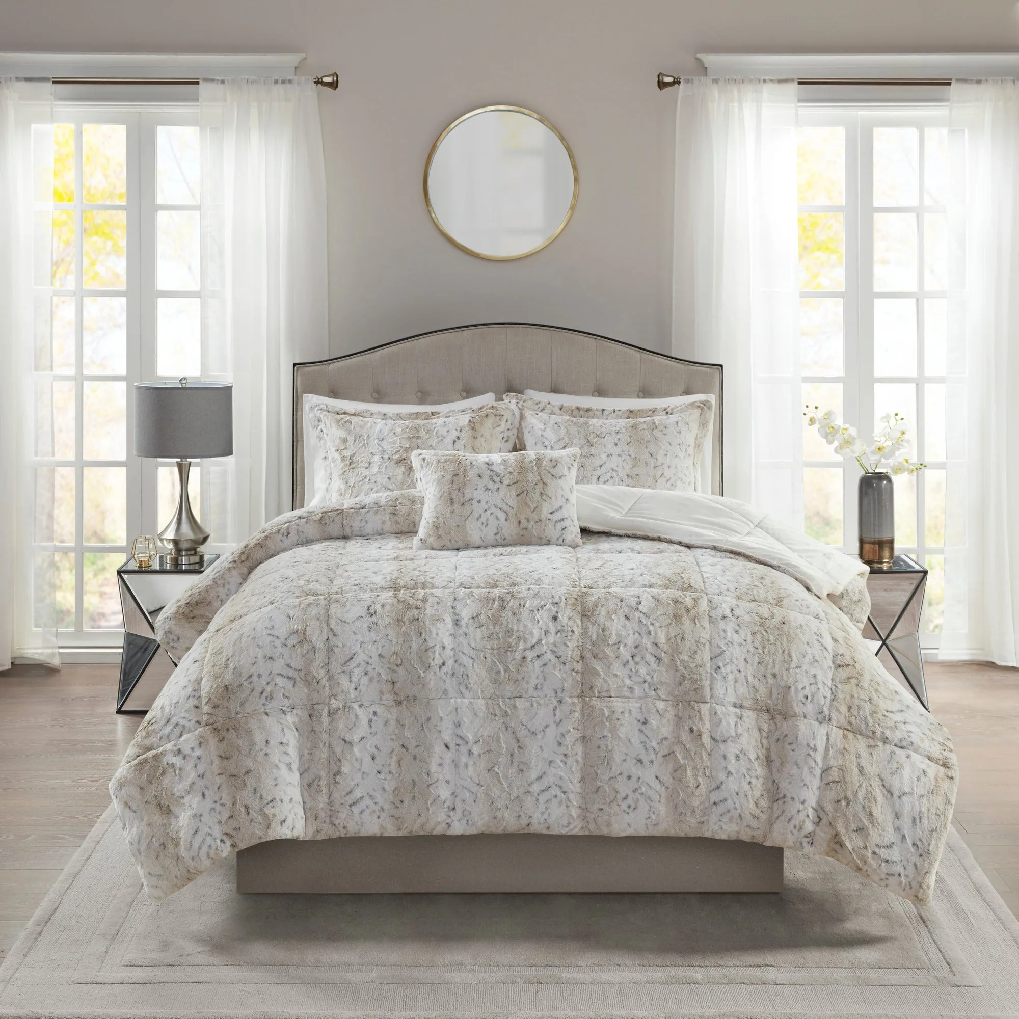 Marselle Faux Fur Comforter Set Cheetah