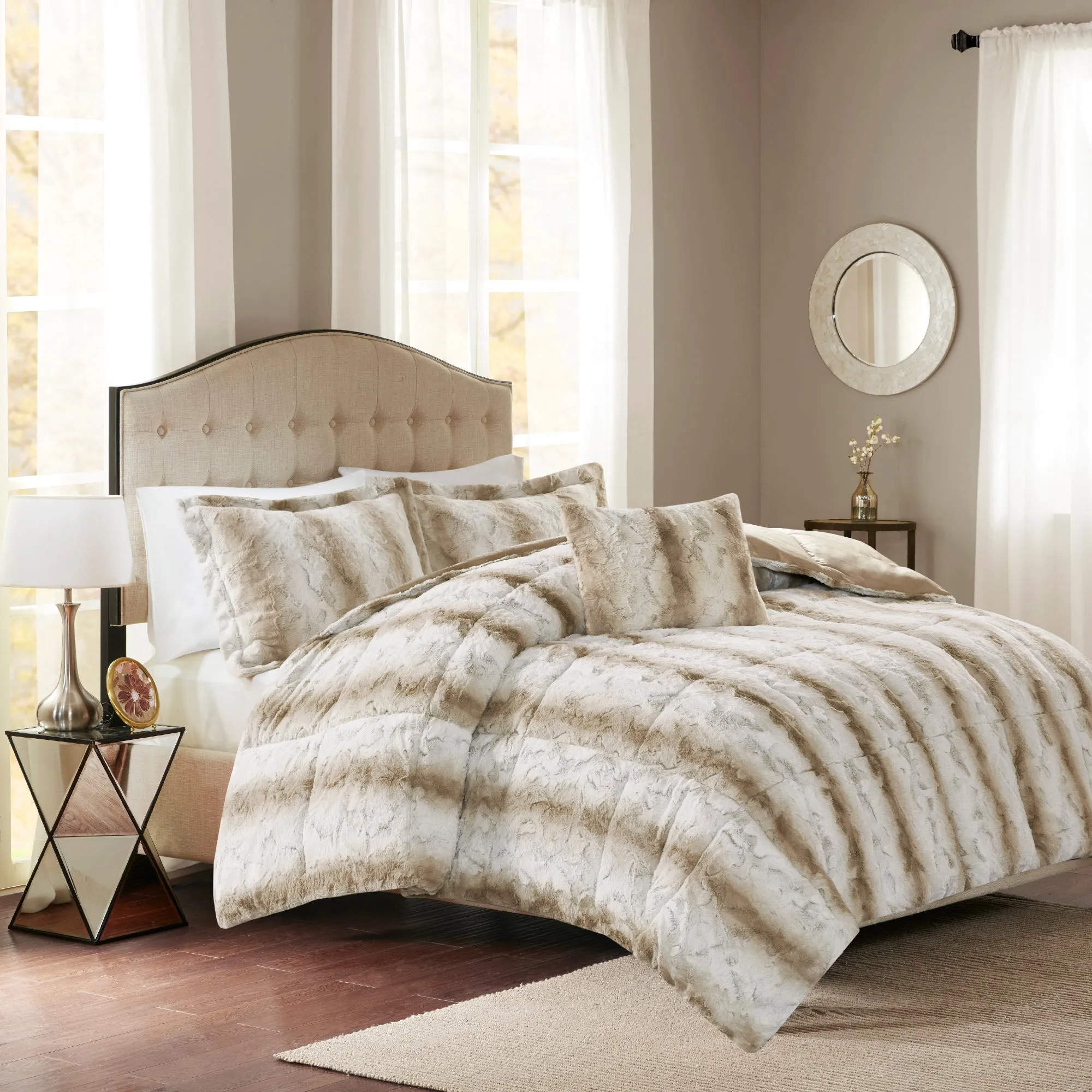Marselle Faux Fur Comforter Set Cheetah