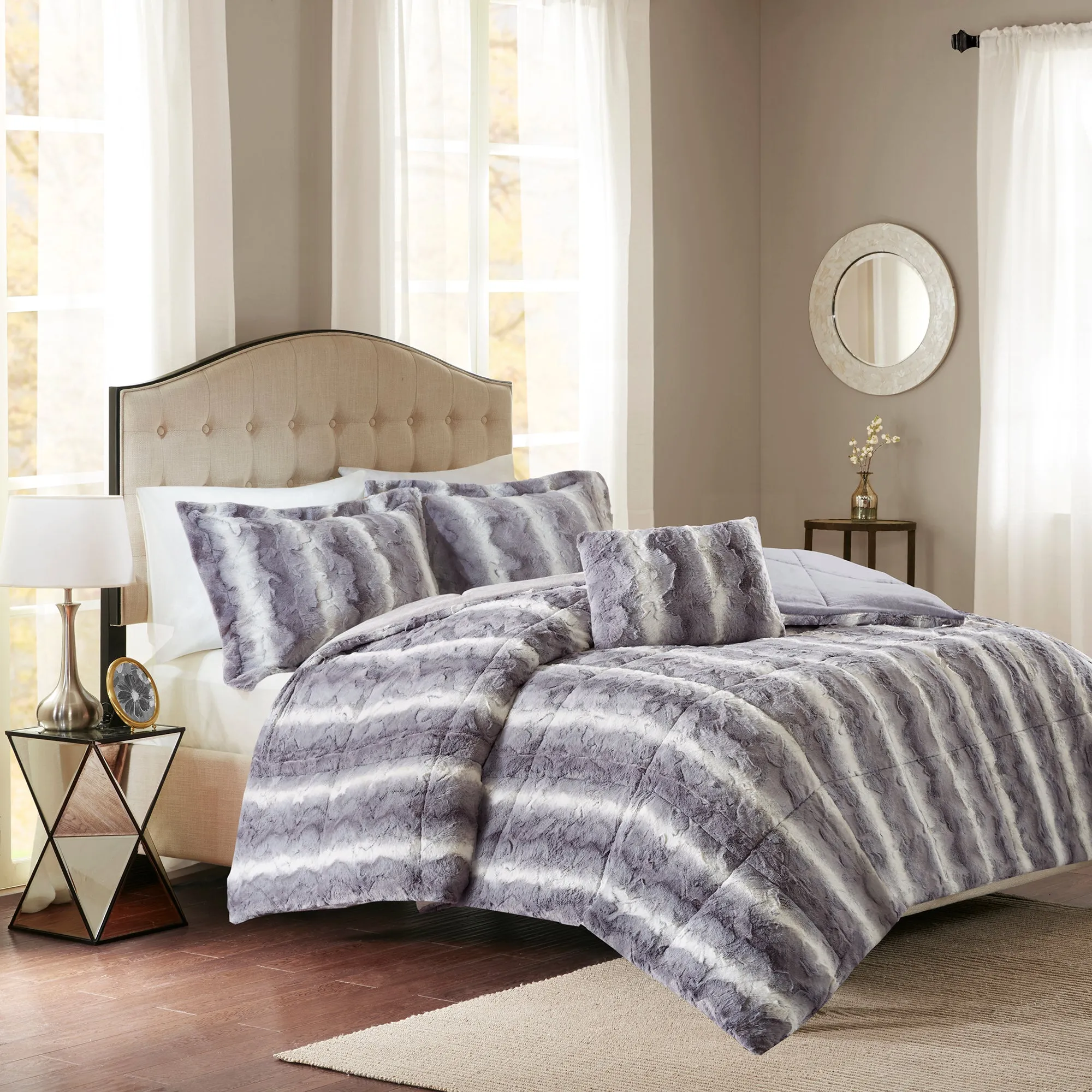 Marselle Faux Fur Comforter Set Cheetah