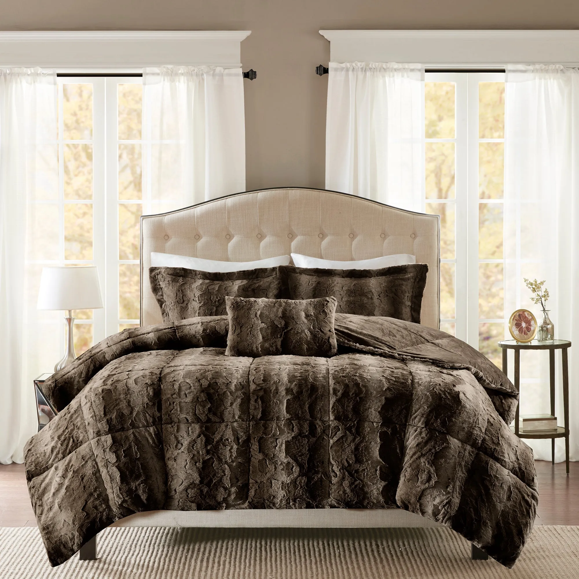 Marselle Faux Fur Comforter Set Cheetah