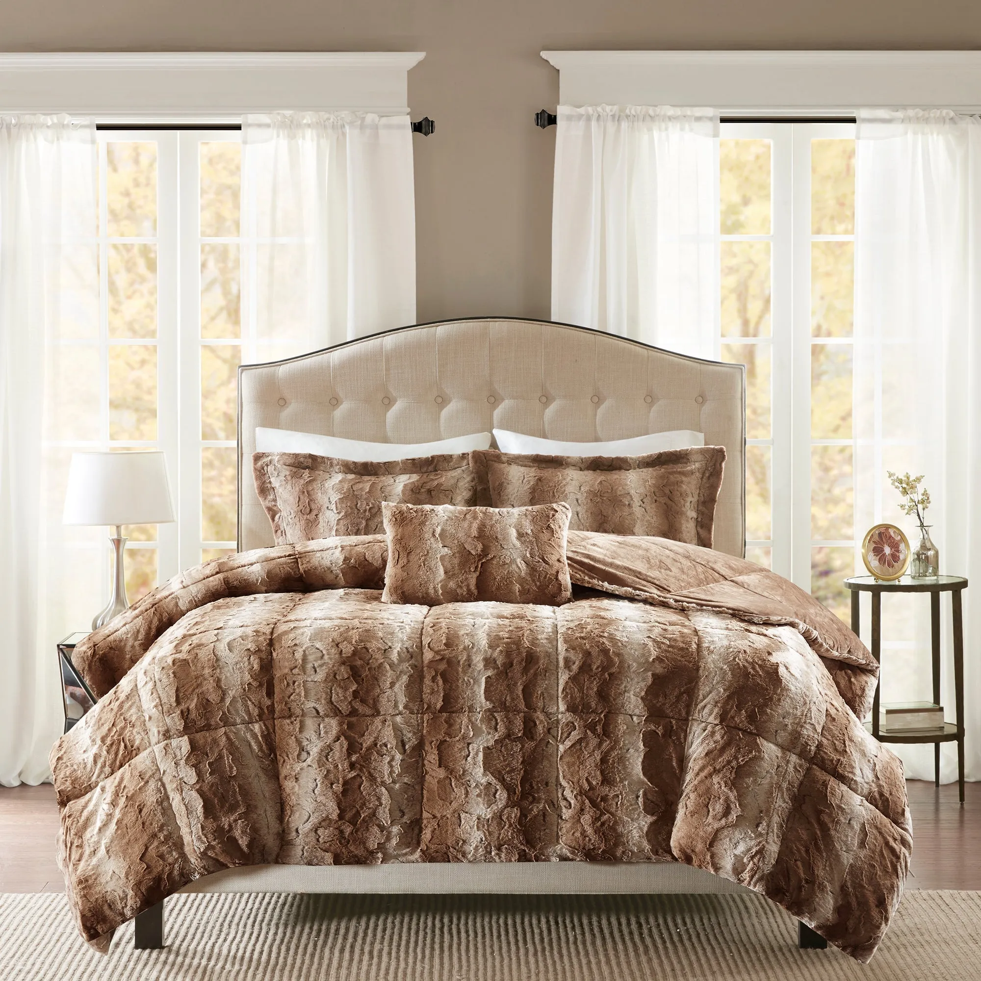 Marselle Faux Fur Comforter Set Cheetah
