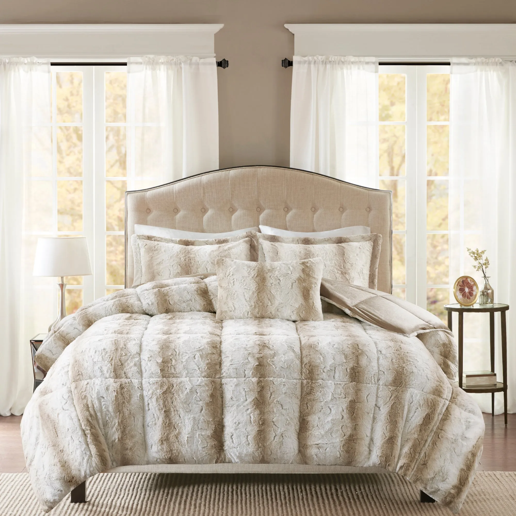 Marselle Faux Fur Comforter Set Cheetah