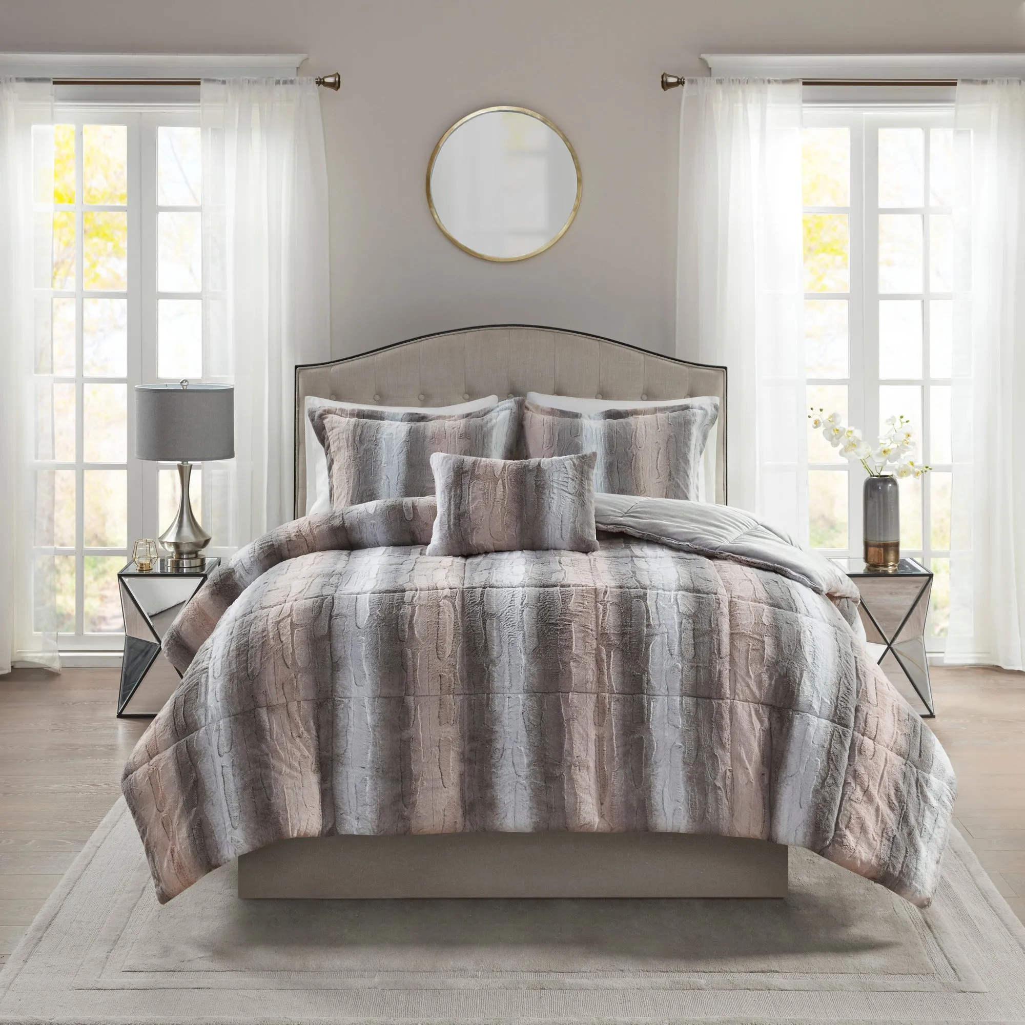 Marselle Faux Fur Comforter Set Cheetah