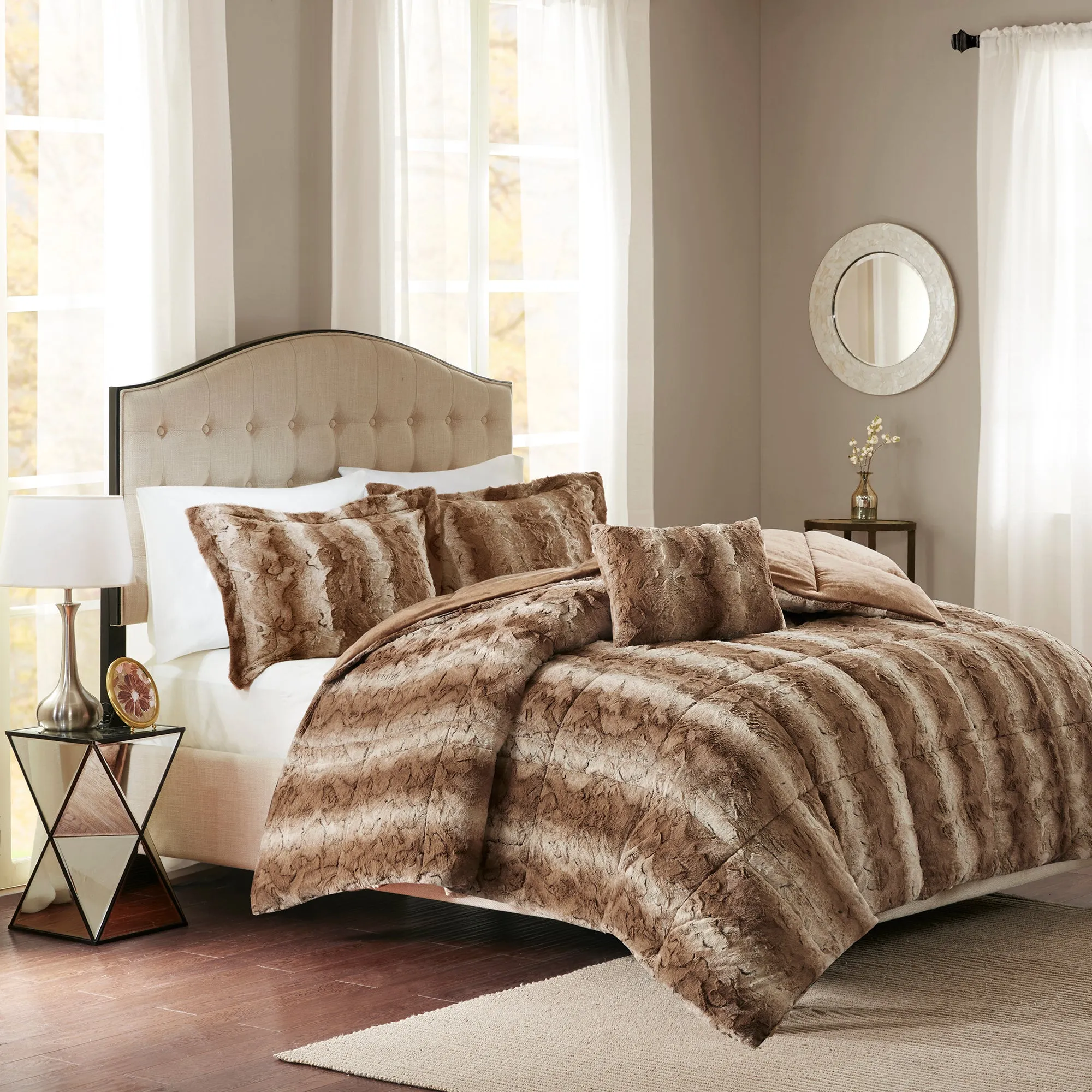 Marselle Faux Fur Comforter Set Cheetah