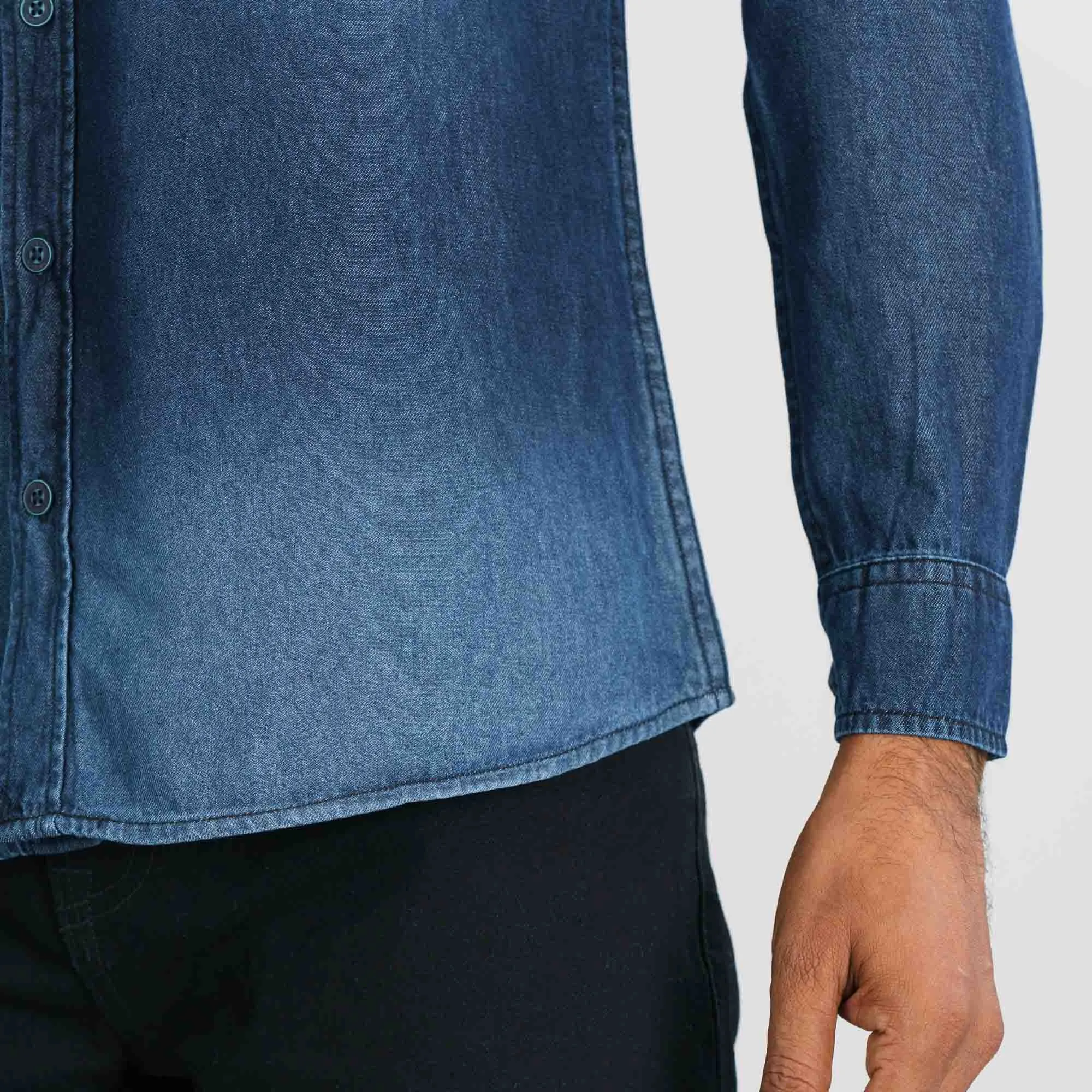 Mens Printed Denim Shirt