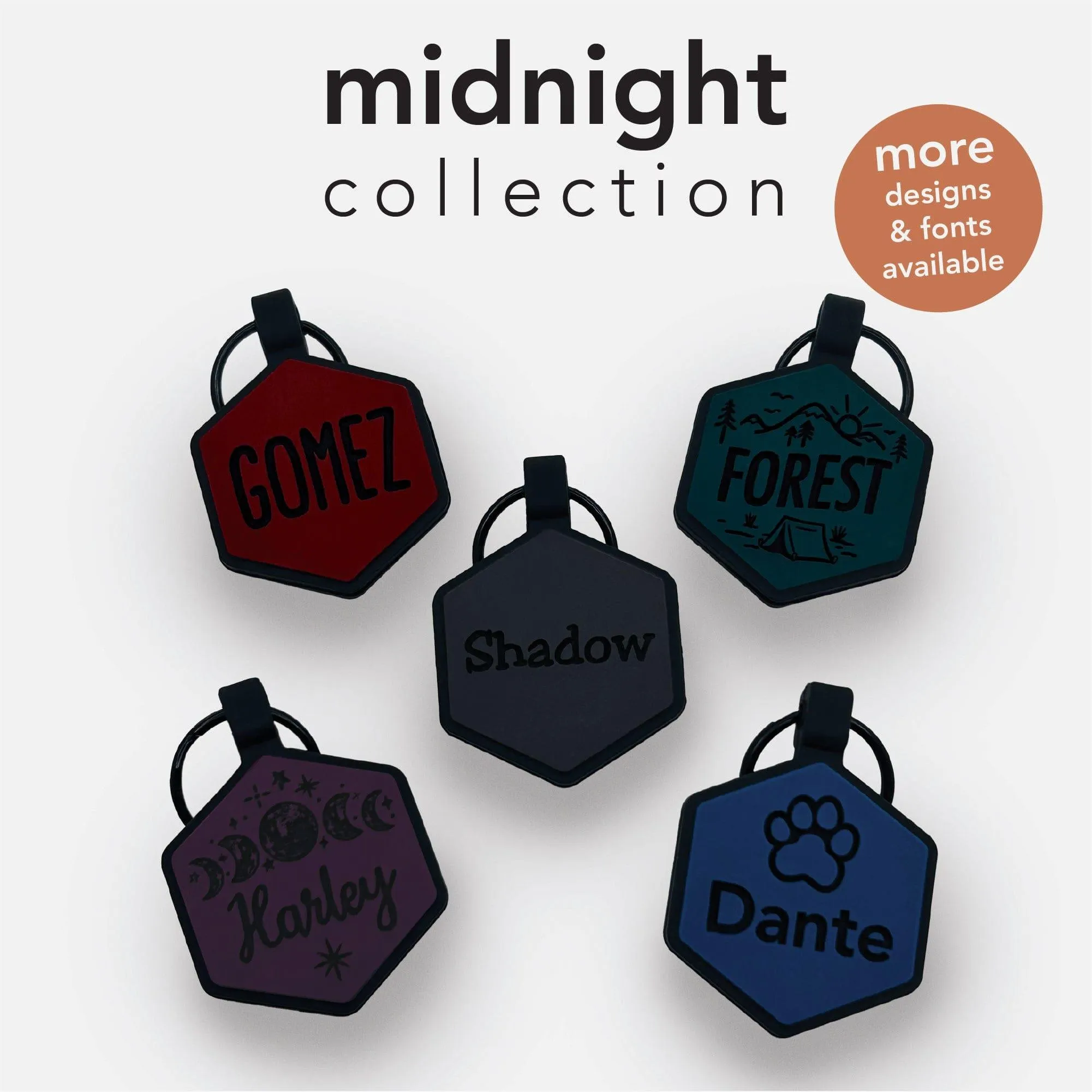 Midnight Collection Silicone Dog ID Tag