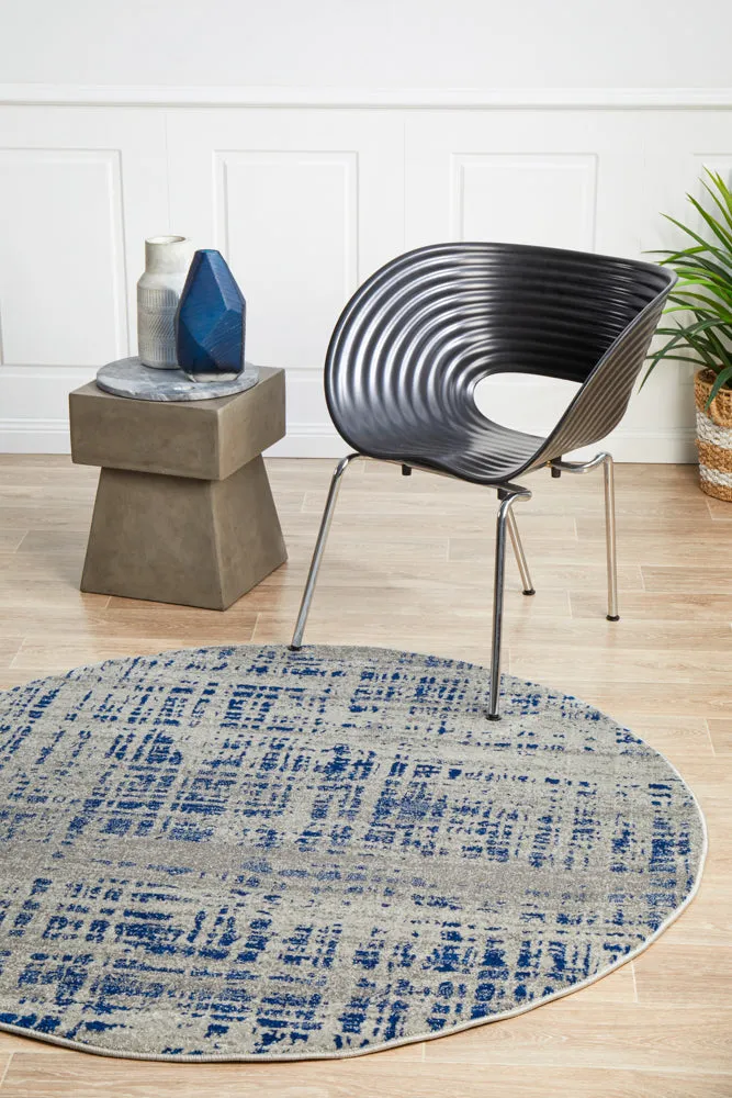 Mirage Ashley Abstract Modern Blue Grey Round Rug
