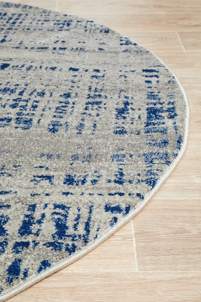 Mirage Ashley Abstract Modern Blue Grey Round Rug