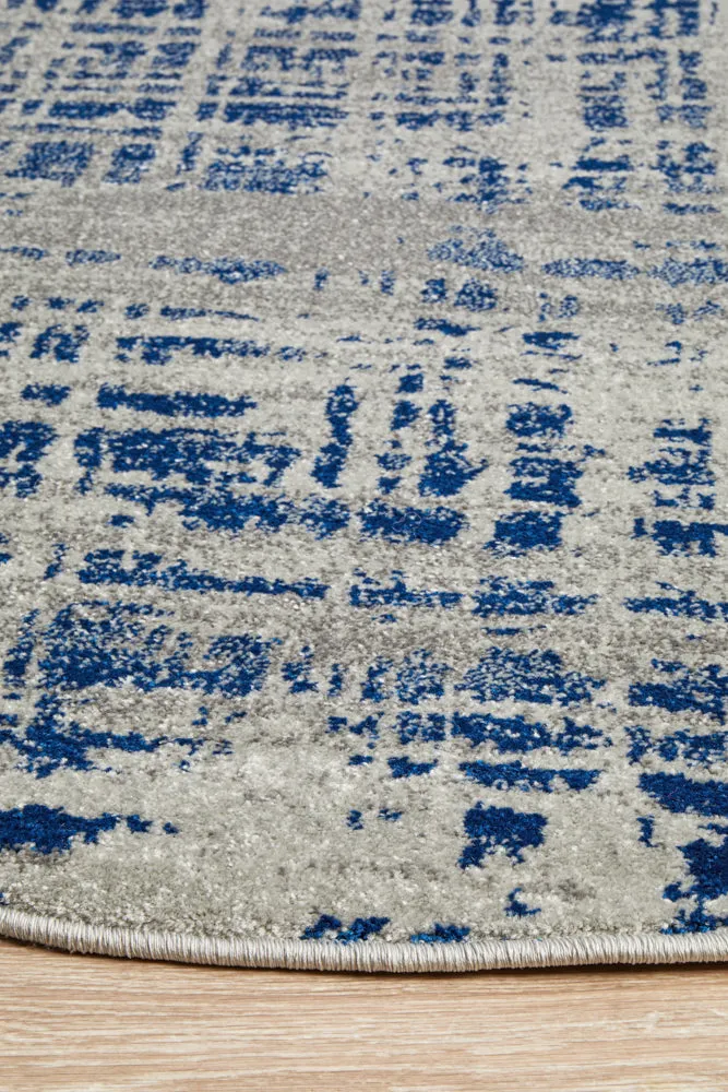 Mirage Ashley Abstract Modern Blue Grey Round Rug