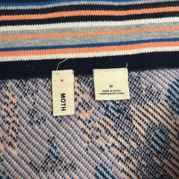 Moth Anthropologie ANTICA Sweater Knit Midi Skirt M Blue Orange Cotton Blend
