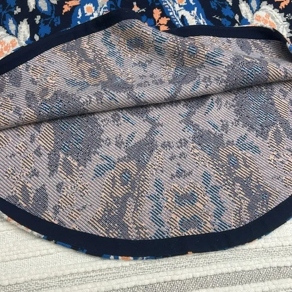 Moth Anthropologie ANTICA Sweater Knit Midi Skirt M Blue Orange Cotton Blend