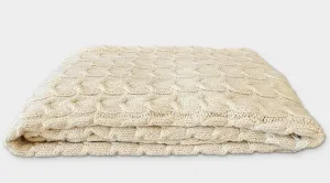 Muru Collection - Organic Pima Cotton and Undyed Baby Alpaca Ivory Cable Throw - Wholesale
