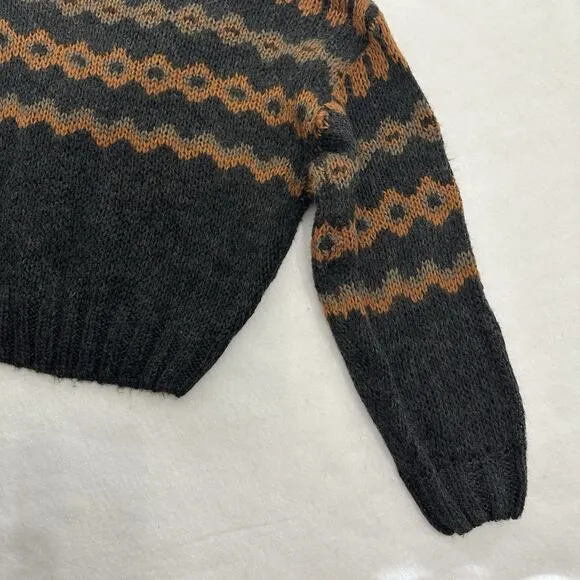 Natural Life Knit Cardigan Sweater XS/S Button Front Long Sleeve Fair Isle Crop